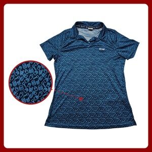 Barco Uniforms Wendy's Polo Shirt Women M Blue Food Graphic Print WN3031 Novelty